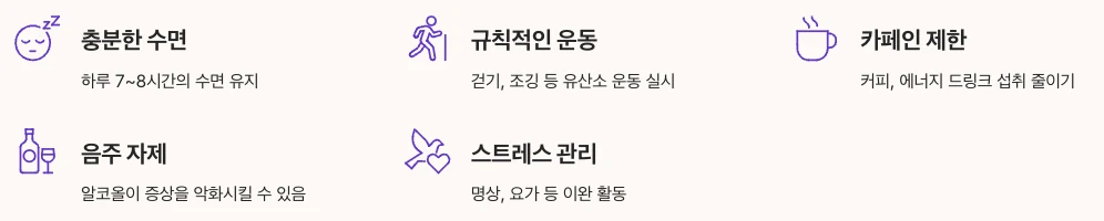 공황장애 생활습관 관리 아이콘으로 정리