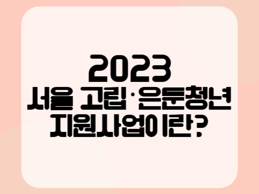 2023 서울 고립은둔청년 지원사업