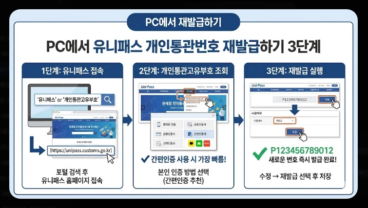 유니패스 개인통관번호 재발급