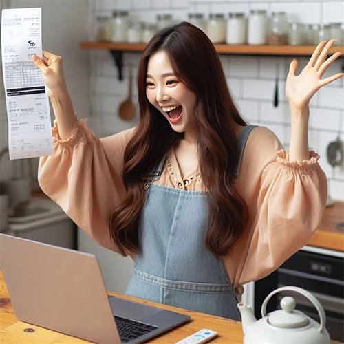 전기료 지원으로 기뻐하는 여성