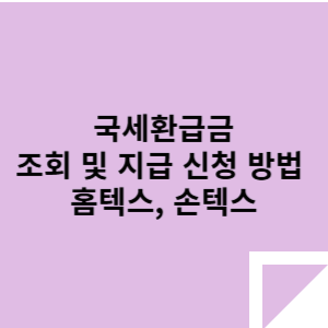 국세환급금 조회 및 지급 신청 방법 -홈텍스, 손텍스