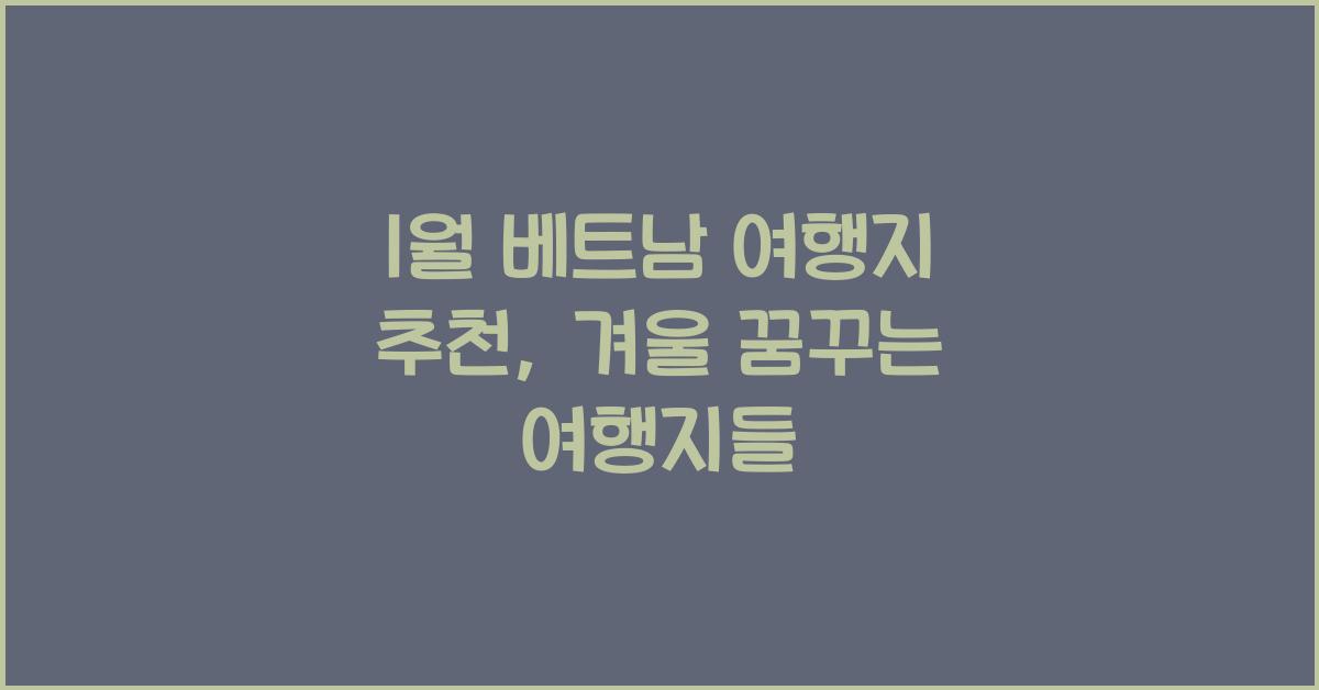 1월 베트남 여행지 추천