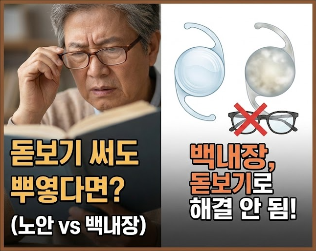 노안 vs 백내장 차이점