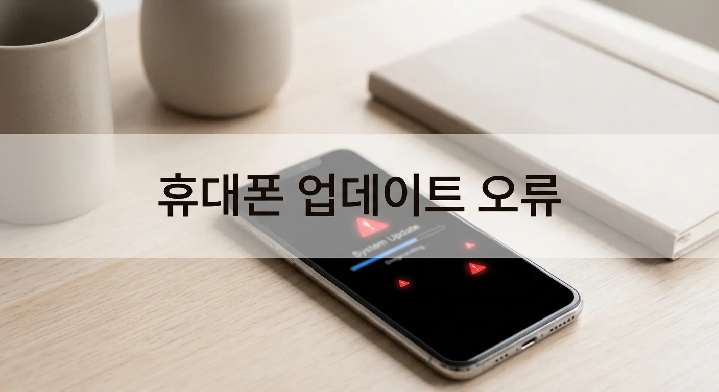휴대폰 업데이트 이후 오류가 발생한 상황을 설명하는 이미지