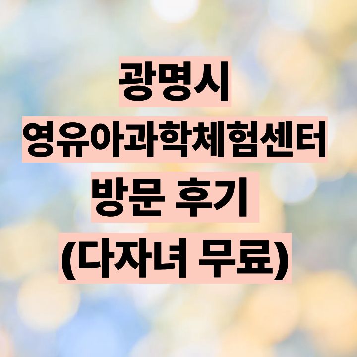 광명시영유아과학체험센터 방문 후기 (다자녀 무료)