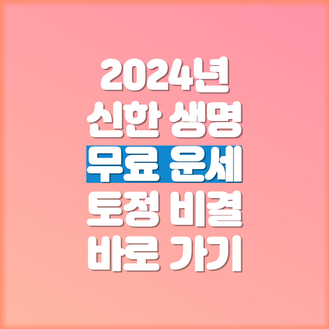 2024년 신한 무료운세 토정비결 바로 가기
