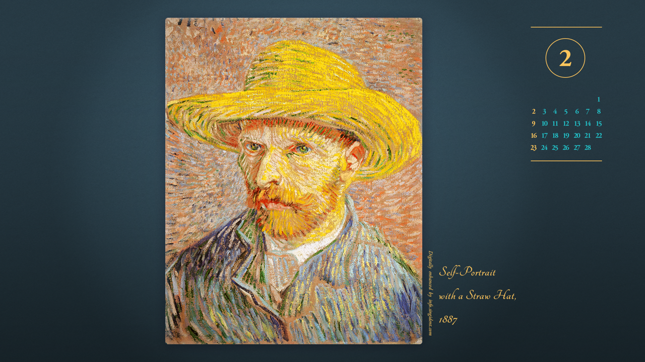 05 밀짚 모자를 쓴 자화상, F365 A - 2025년2월 노트북배경화면