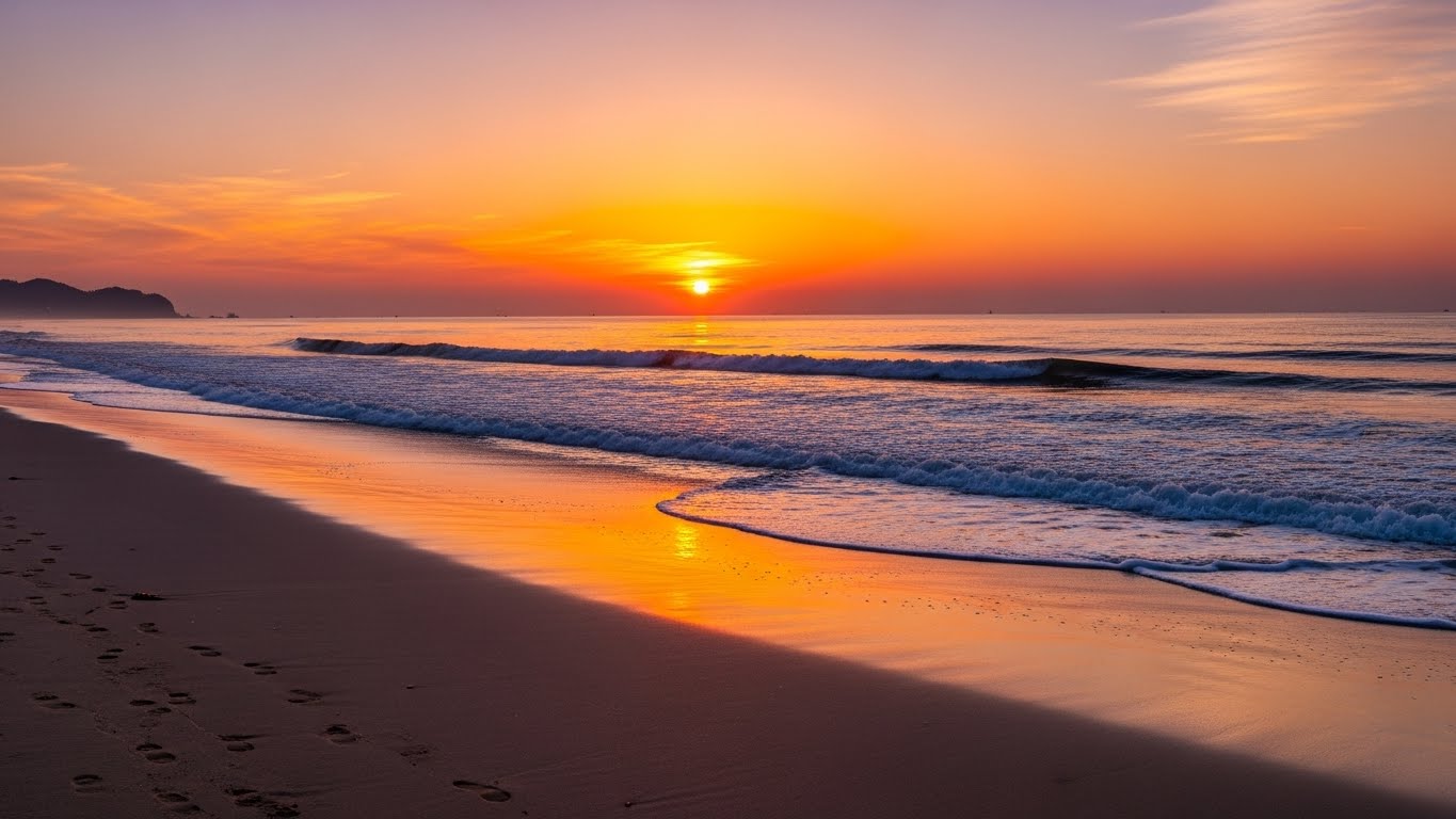 경포대 해수욕장에서 바라 본 일출