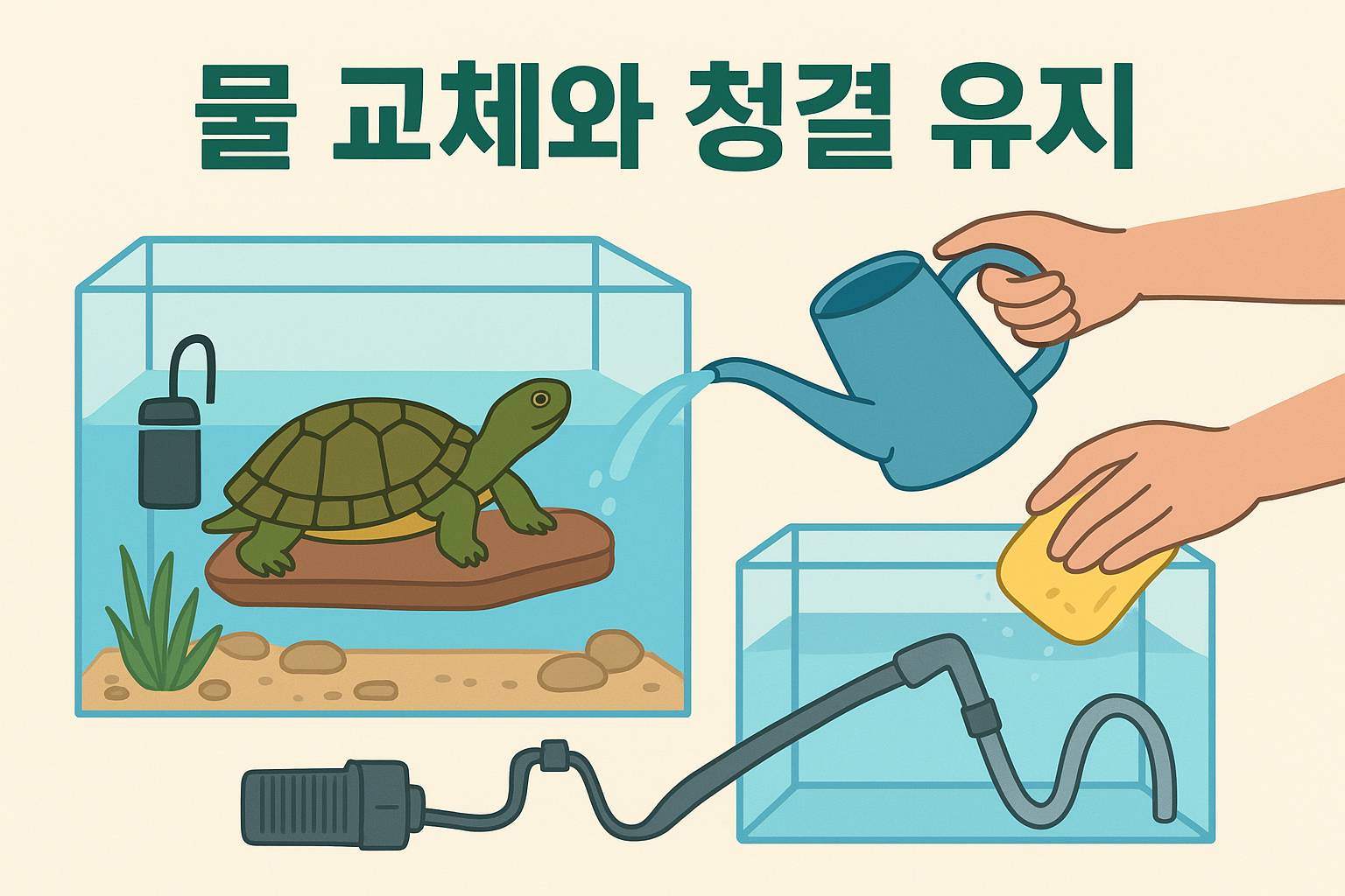 거북이 수조 관리, 물 교체와 청결 유지 비법