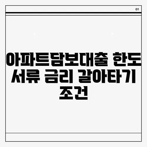 아파트담보대출 한도 서류 금리 갈아타기 조건
