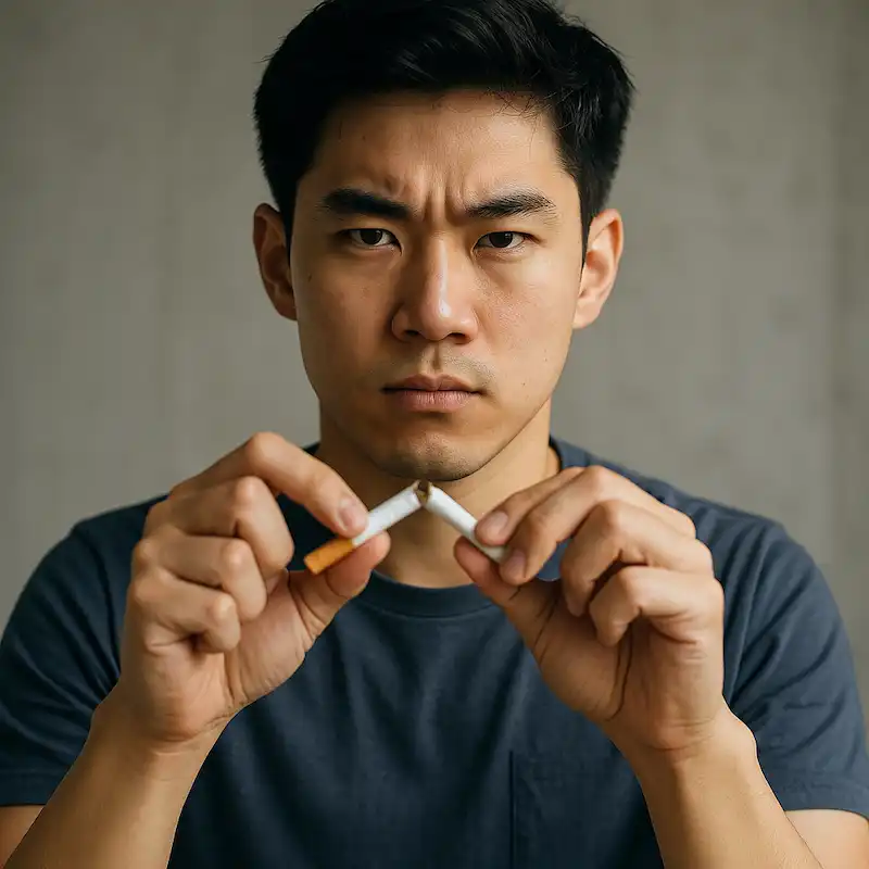 금연의 의지를 보여주는 장면