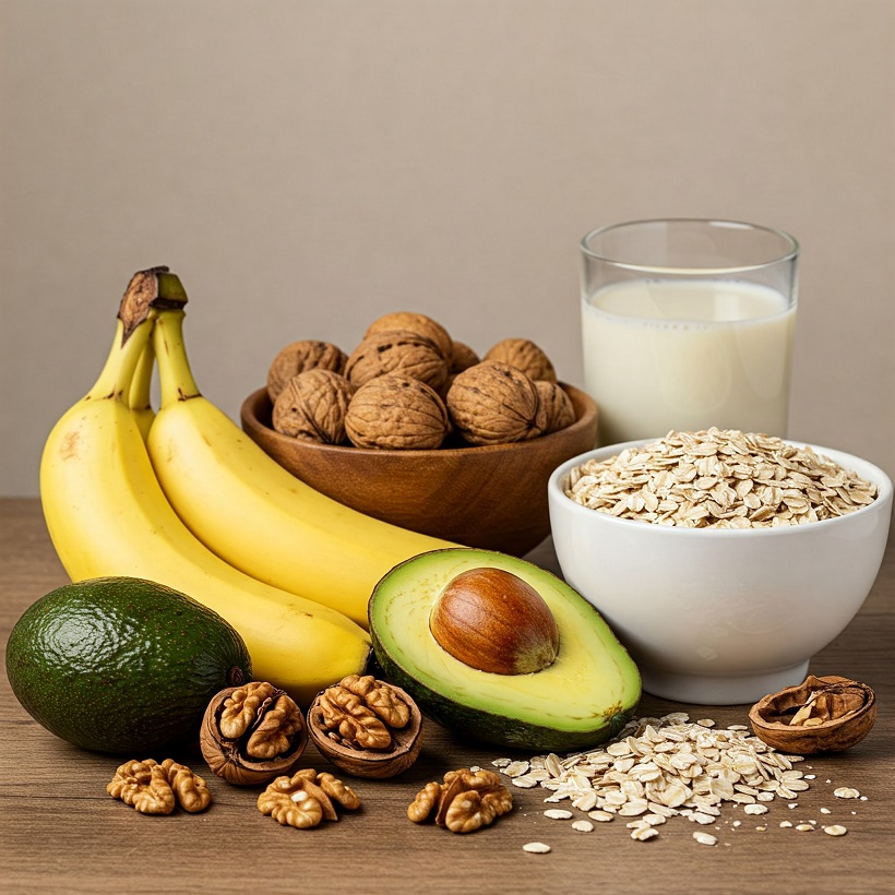 바나나, 호두, 아보카도, 귀리, 두유