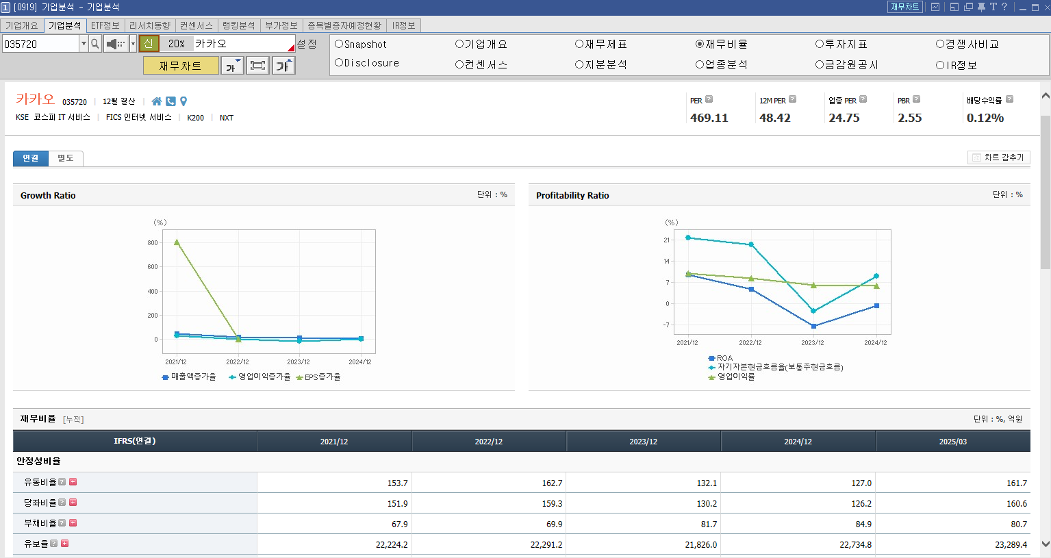 카카오 재무비율