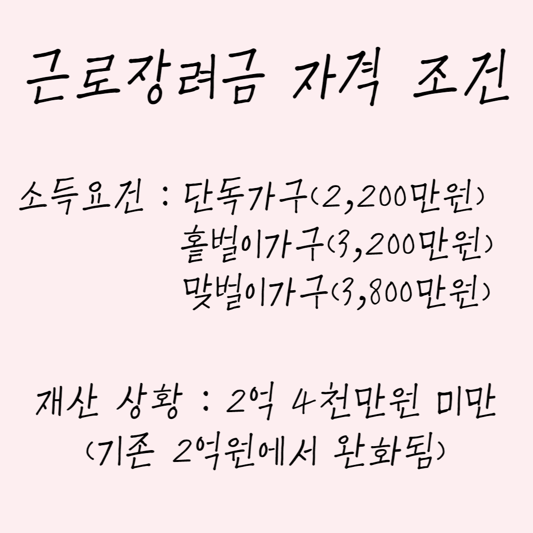 근로장려금 신청조건
