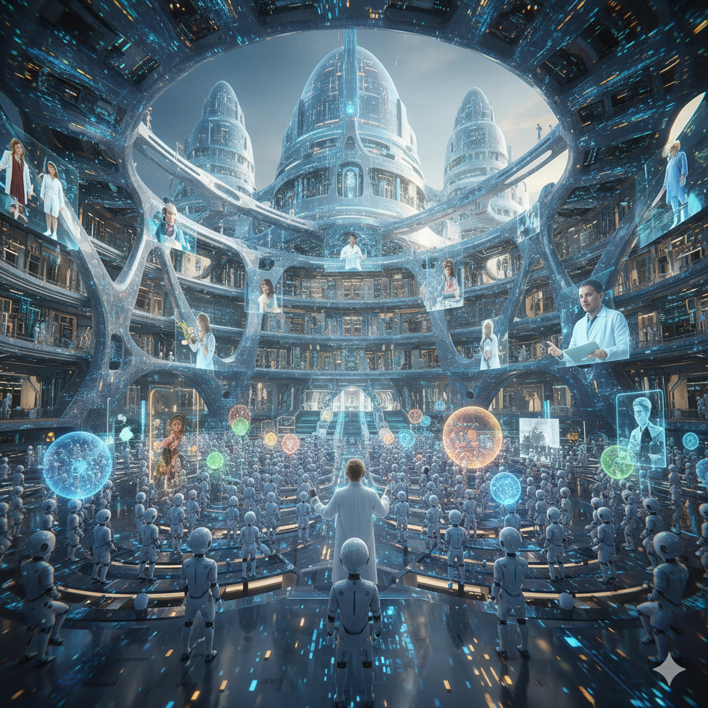 피지컬 AI가 사람처럼 움직이려면 '보고(Vision)', '말 알아듣고(Language)', '행동하는(Action)' 세 가지 능력을 한 번에 배워야 해요. (전문가들은 이걸 VLA 모델이라고 부른대요.)

이 공부 양이 너무 방대해서, 옛날 컴퓨터로는 학습이 불가능하대요. 마치 수천 명의 일등 강사들이 한 번에 가르치는 '슈퍼 학원'이 필요한 거죠