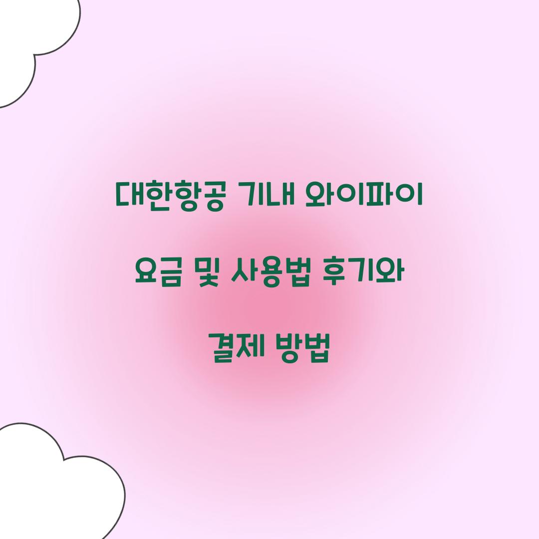 대한항공 기내 와이파이