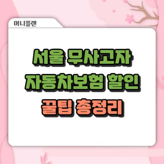 서울 지역 무사고자 자동차 보험료 절약 팁