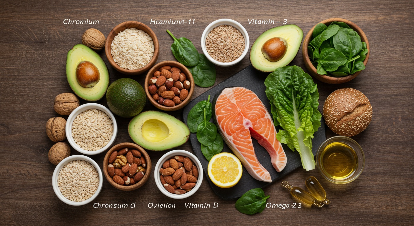 크롬, 마그네슘, 비타민 D, 오메가-3가 풍부한 식품들