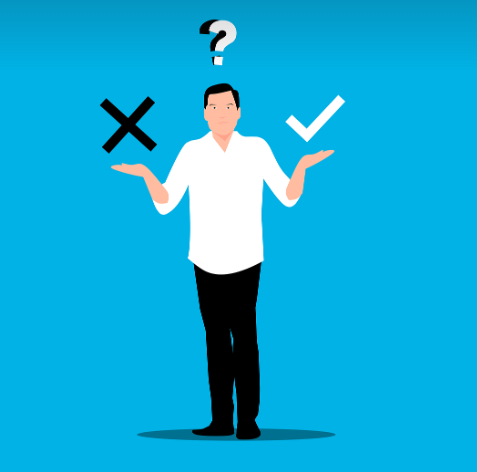 어떤 것을 선택할지 고민하는 남자 그림