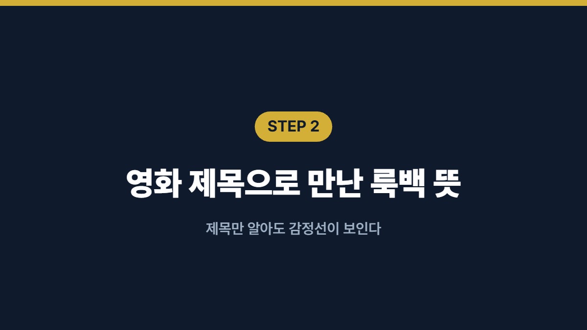 영화 제목으로 만난 룩백 뜻 — 제목만 알아도 감정선이 보인다