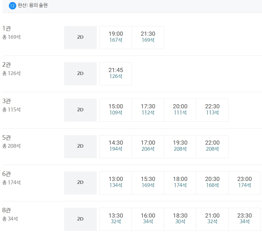 메가박스 오창 상영시간표