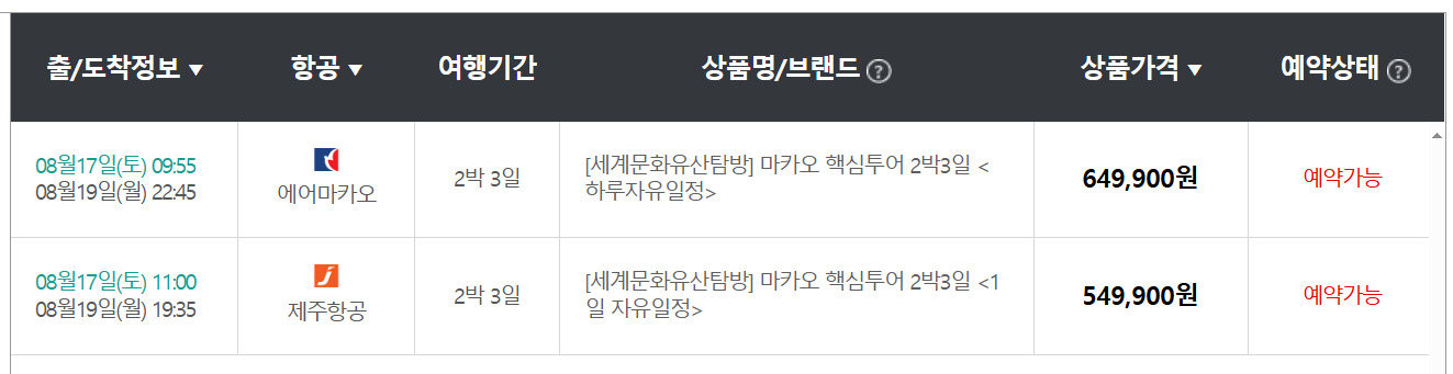 휴가 짧은_ 해외여행_마카오_여행 추천_ 비행기 티켓 구매