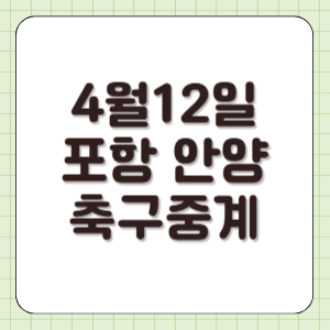 포항 안양 축구 중계 2025년 4월 12일 실시간 라이브 방송 중계 티비채널 K리그 전력 분석 썸네일