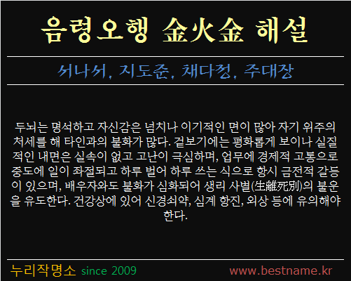 음령오행-금화금-해설