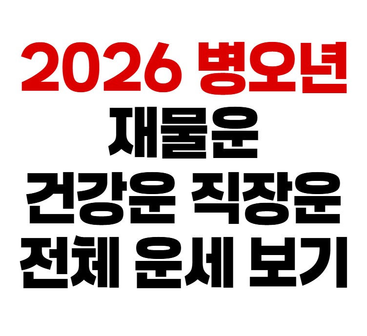 2026 병오년 띠별 재물운 건강운 직장운 간단 운세 총정리