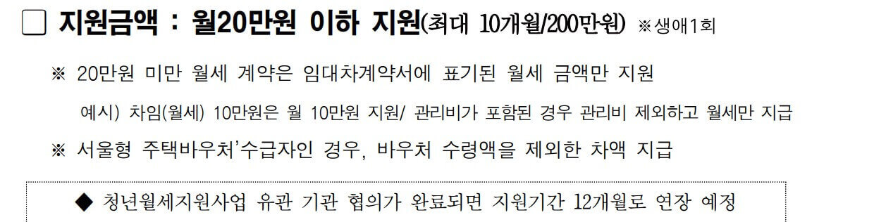 서울시 청년월세 지원금