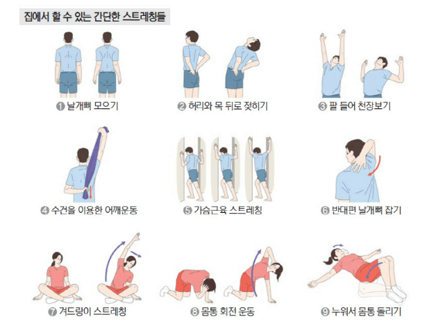 집에서 할 수 있는 간단한 스트레칭 동작 9가지