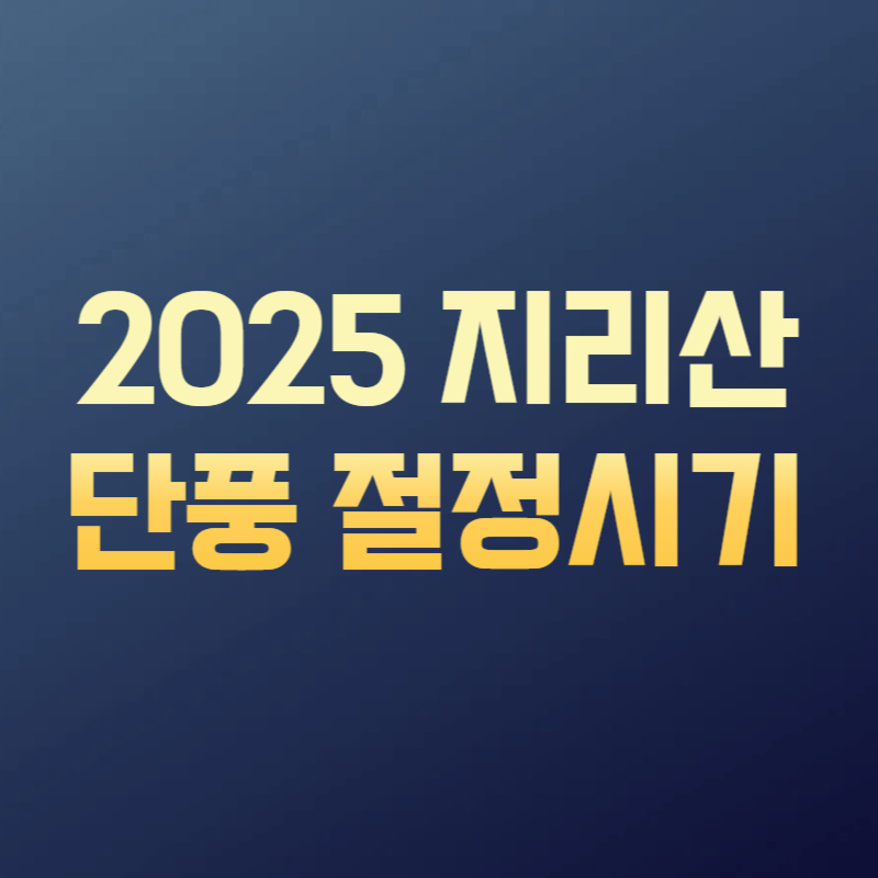 2025 지리산 단풍 절정시기