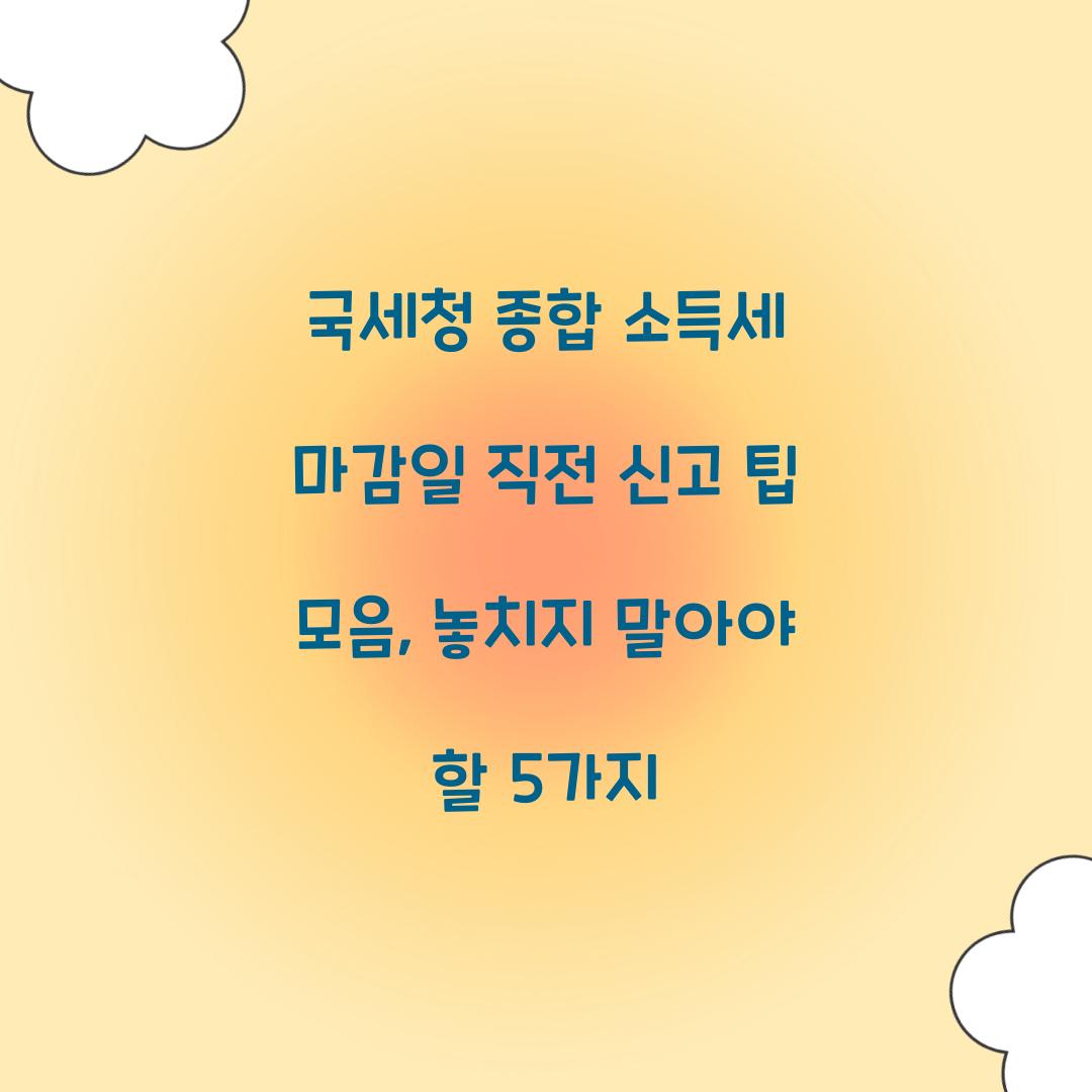 국세청 종합 소득세 마감일 직전 신고 팁 모음