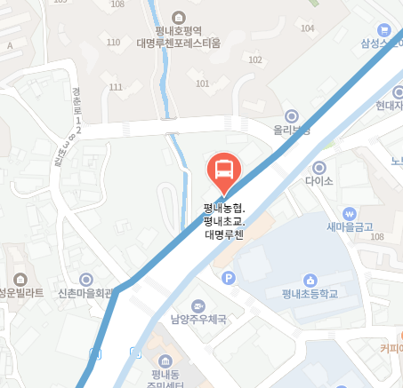 평내농협.평내초교.대명루첸에서 인천공항 리무진 공항버스(8843번) 지도 위치