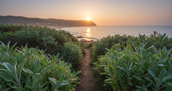 영국 해안가의 아침 산책