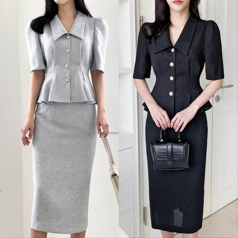 여성여름정장 치마 여자셋업 명품스타일 여성정장 세트