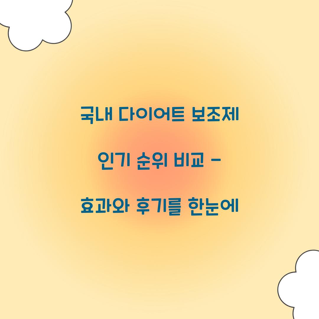 국내 다이어트 보조제 인기 순위 비교