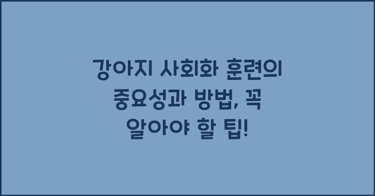 강아지 사회화 훈련의 중요성과 방법