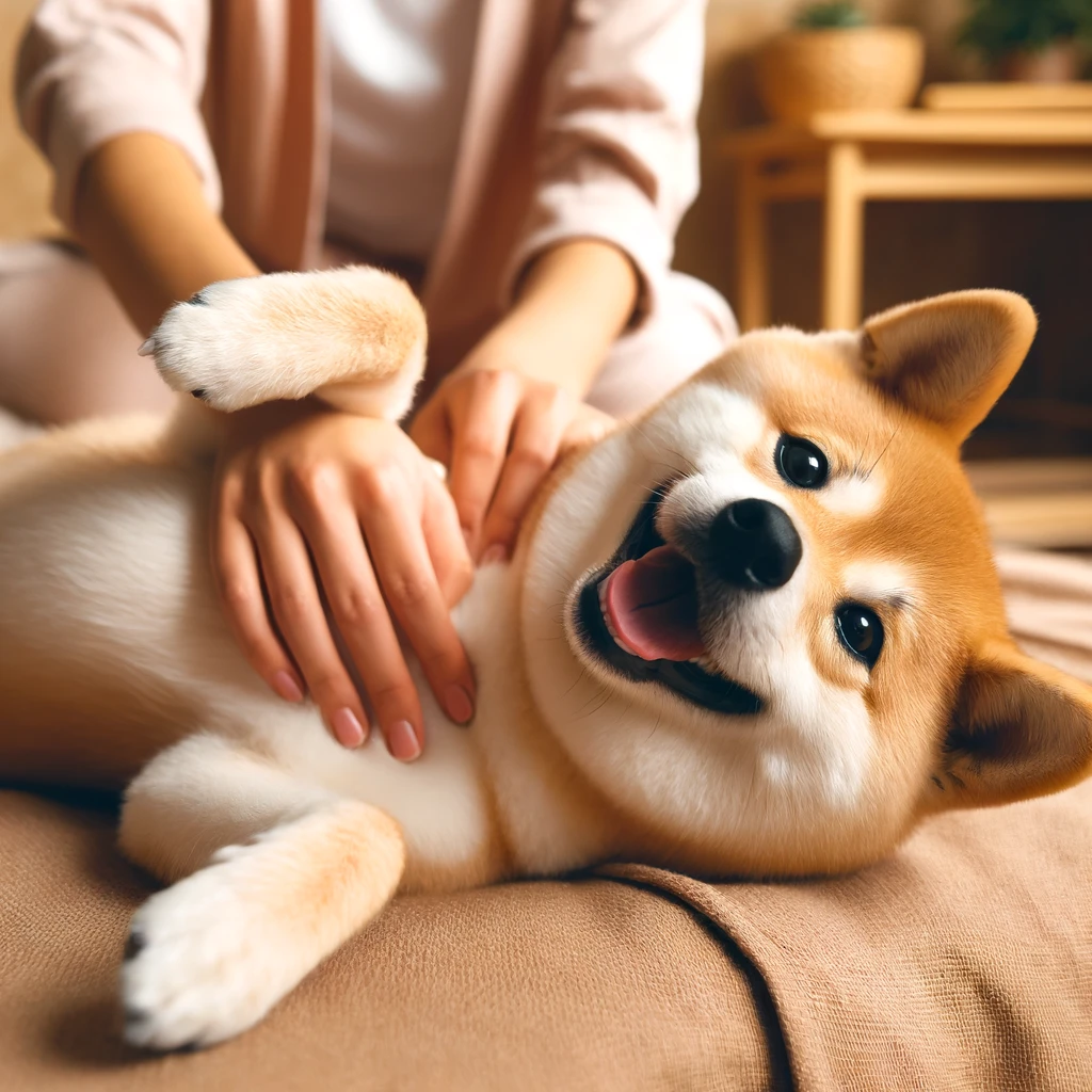 마사지 받고 있는 강아지