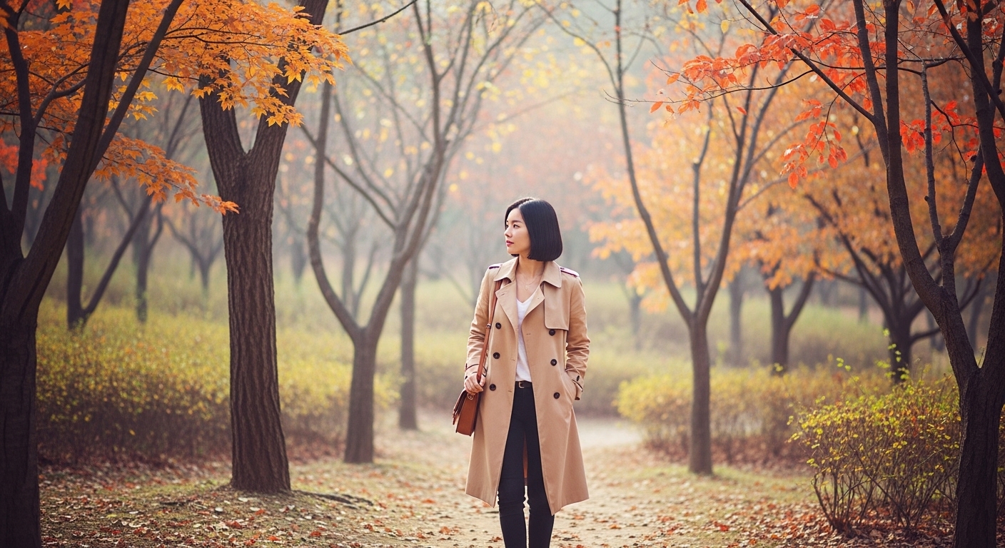 솔향수목원에서 한국인 여성의 모습