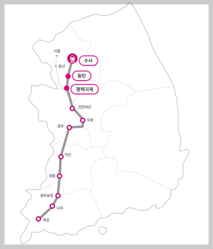 SRT 호남선 노선도