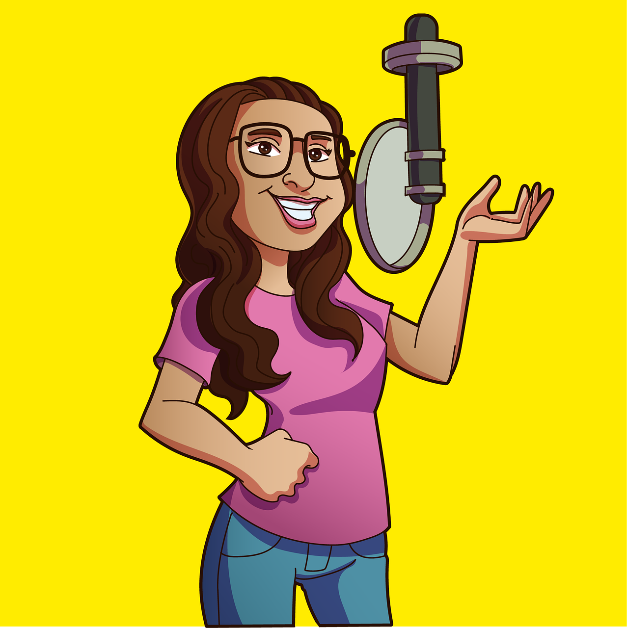 성우 여성이 녹음을 하고 있습니다.