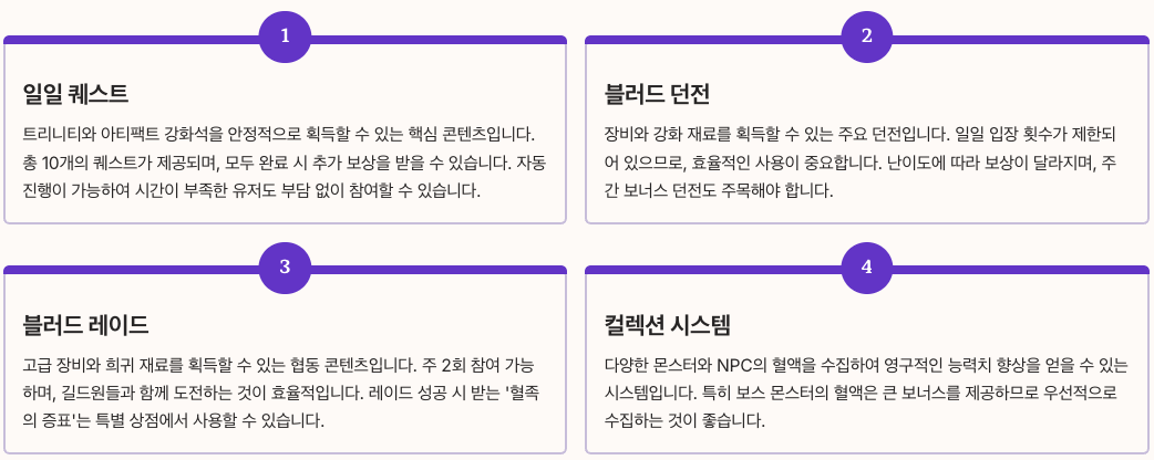 뱀피르 - 일일 성장 콘텐츠 체계 정리 이미지