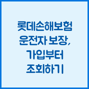 롯데손해보험 운전자 보장 가입부터 조회하기