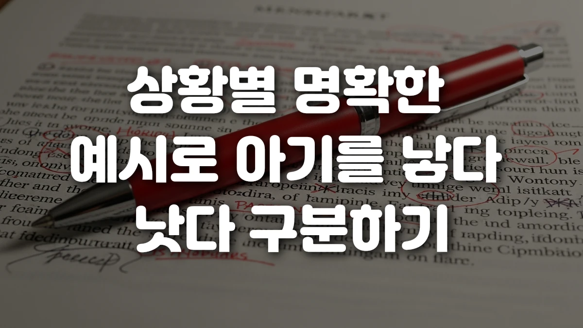 상황별 명확한 예시로 아기를 낳다 낫다 구분하기