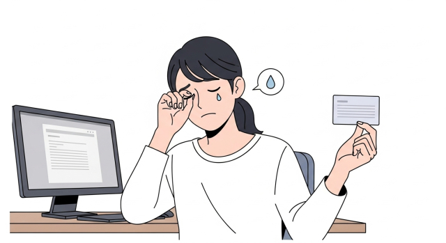 30~40대에 건조증과 노안 증상을 함께 겪는 직장인 모습