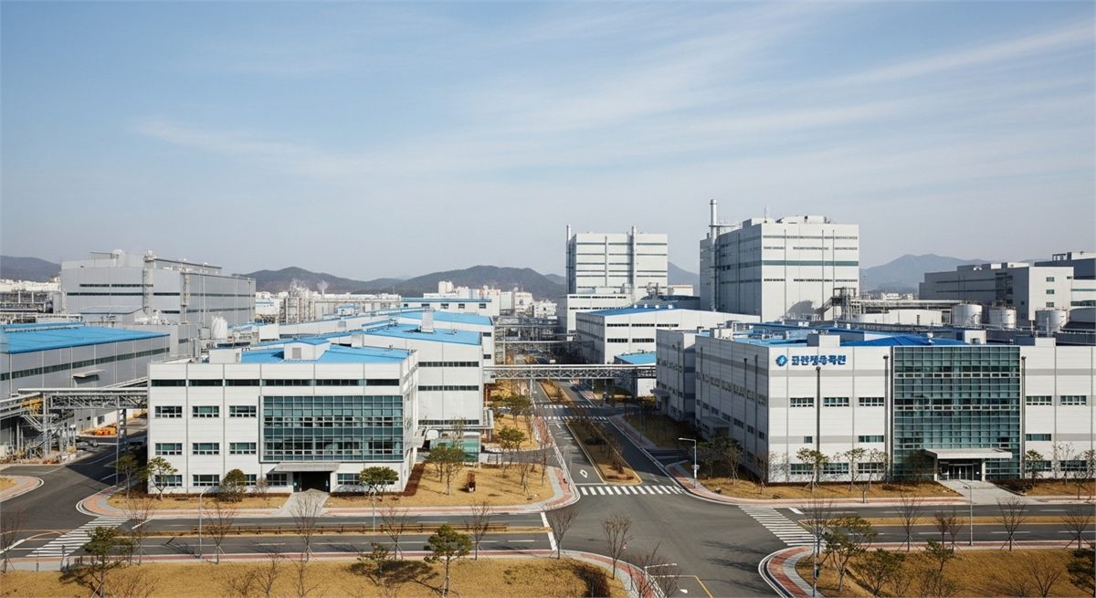 배터리 소재 공장 외관을 넓게 담은 전경