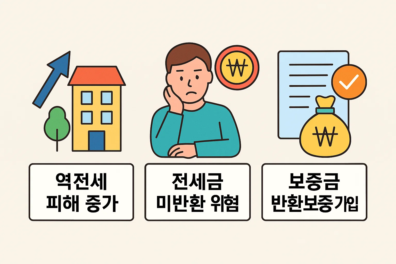 역전세로 인한 보증금 미반환 위험과 반환보증 가입의 중요성을 설명한 인포그래픽