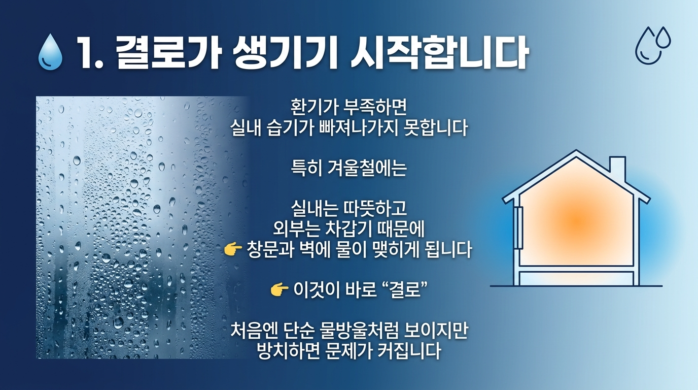 결로가 발생되기 시작함