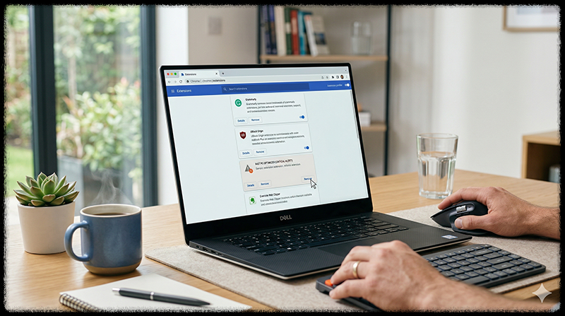 크롬 확장 프로그램 목록에서 불필요한 확장 프로그램 삭제 모습